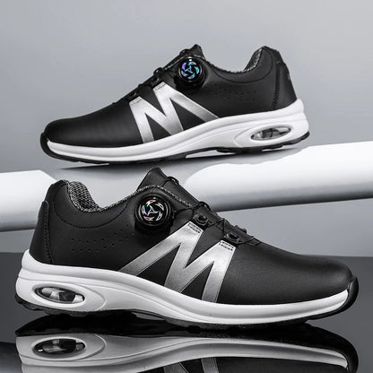 Golf Shoes Air Cushion Men Sports Running Driving Shoes Breathable Lightweight Comfortable Athletic Nonskid Rotating Sneakers