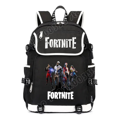 Zaino Fortnites di grande capacità, borsa casual a tracolla con porta USB, unisex, stile anime, cartella per studenti, nuovo regalo di cancelleria elegante
