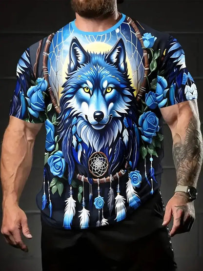 Letní trička s potiskem vlka a zvířat v 3D pro muže a ženy, hip-hopová trička s krátkým rukávem, ležérní oversized trička ve stylu Harajuku a Y2K, pánské oblečení