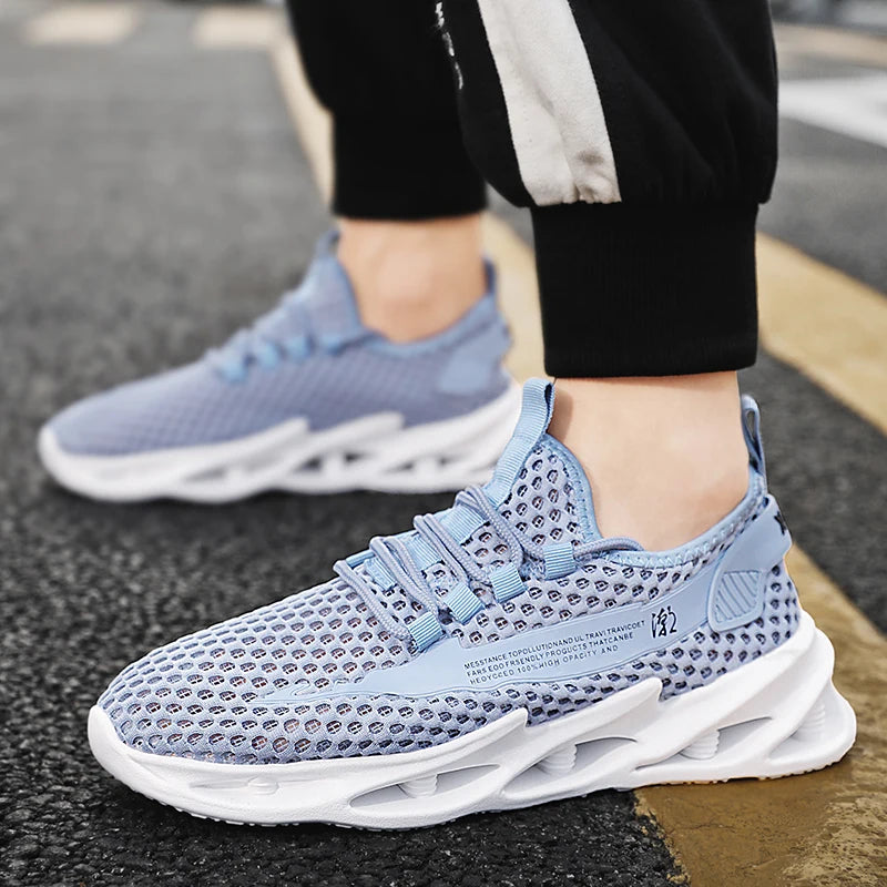 Sommer-sneakers til mænd i mesh, åndbare løbe- og tennissko til udendørs sport, Tenis Masculino, hvide casual vandresko, størrelse