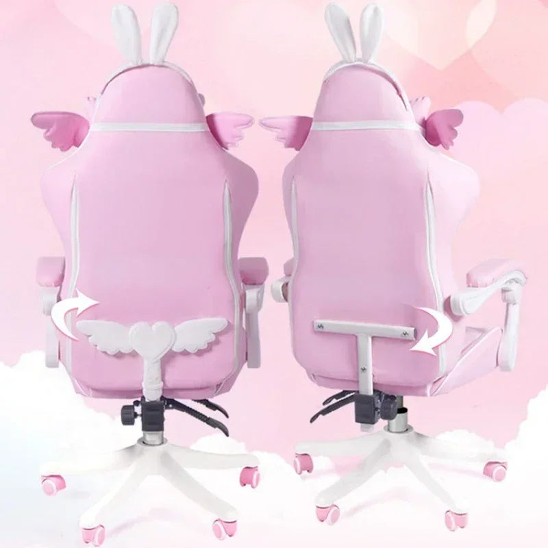 Pink Gaming Chair High-quality Girls Cartoon Home Live Gamer Chair Comfortable Swivel Adjustable Office Computer Furniture