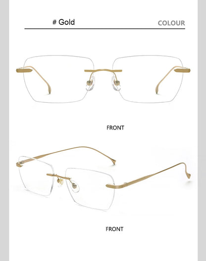 Men Pure Titanium Eyeglasses Frame Women Ultralight Rimless Glasses Blue Light Blocking Lens Prescription Myopia Reading Eyewear