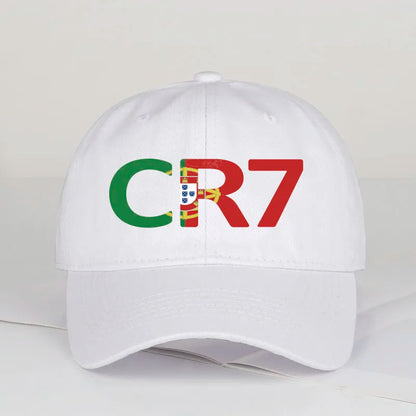 CR7 Portugal Print Black Baseball Cap Adjustable Unisex Football Player Casual Sun Hat