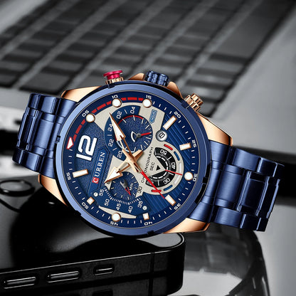 CURREN Men’s Luxury Quartz Chronograph Watch  Sport Design, Waterproof & Date Display