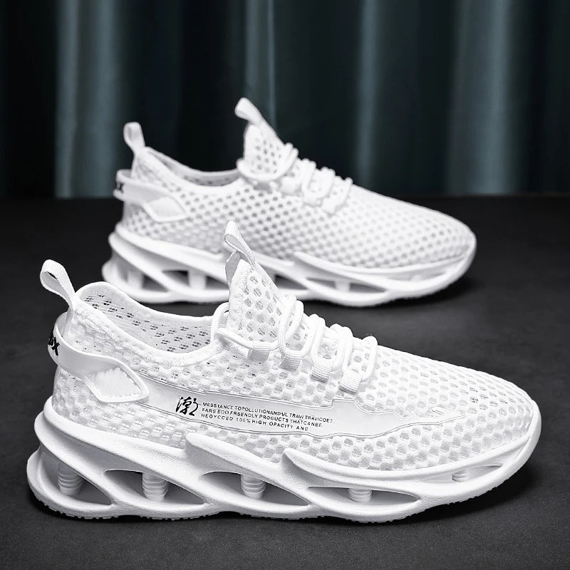 Sommer-sneakers til mænd i mesh, åndbare løbe- og tennissko til udendørs sport, Tenis Masculino, hvide casual vandresko, størrelse
