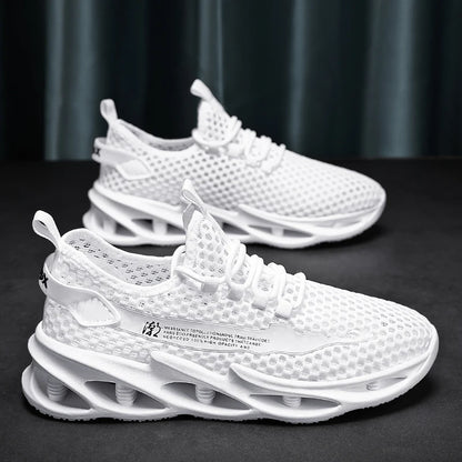 Sommer-sneakers til mænd i mesh, åndbare løbe- og tennissko til udendørs sport, Tenis Masculino, hvide casual vandresko, størrelse