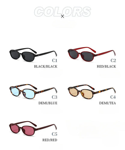 Personalized oval-shaped small frame plastic-rimmed sunglasses for men and women, suitable for daily sun protection