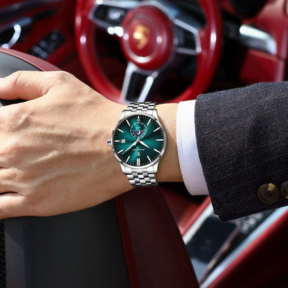 Reloj de lujo para hombre POEDAGAR, estilo informal, de acero inoxidable, de cuarzo, resistente al agua, luminiscente, con fecha, elegante.