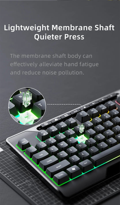 ONIKUMA G32 Wired Gaming Keyboard with RGB Backlit Matte Key Caps 104 Keys Membrane Gaming Keyboards for PC Gamer