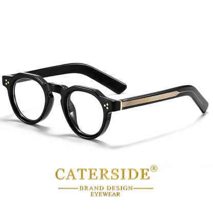 CATERSIDE Retro Round Men's Sunglasses High-Quality Thick Style Women's Outdoor Travel Business Driving Decorative Glasses UV400