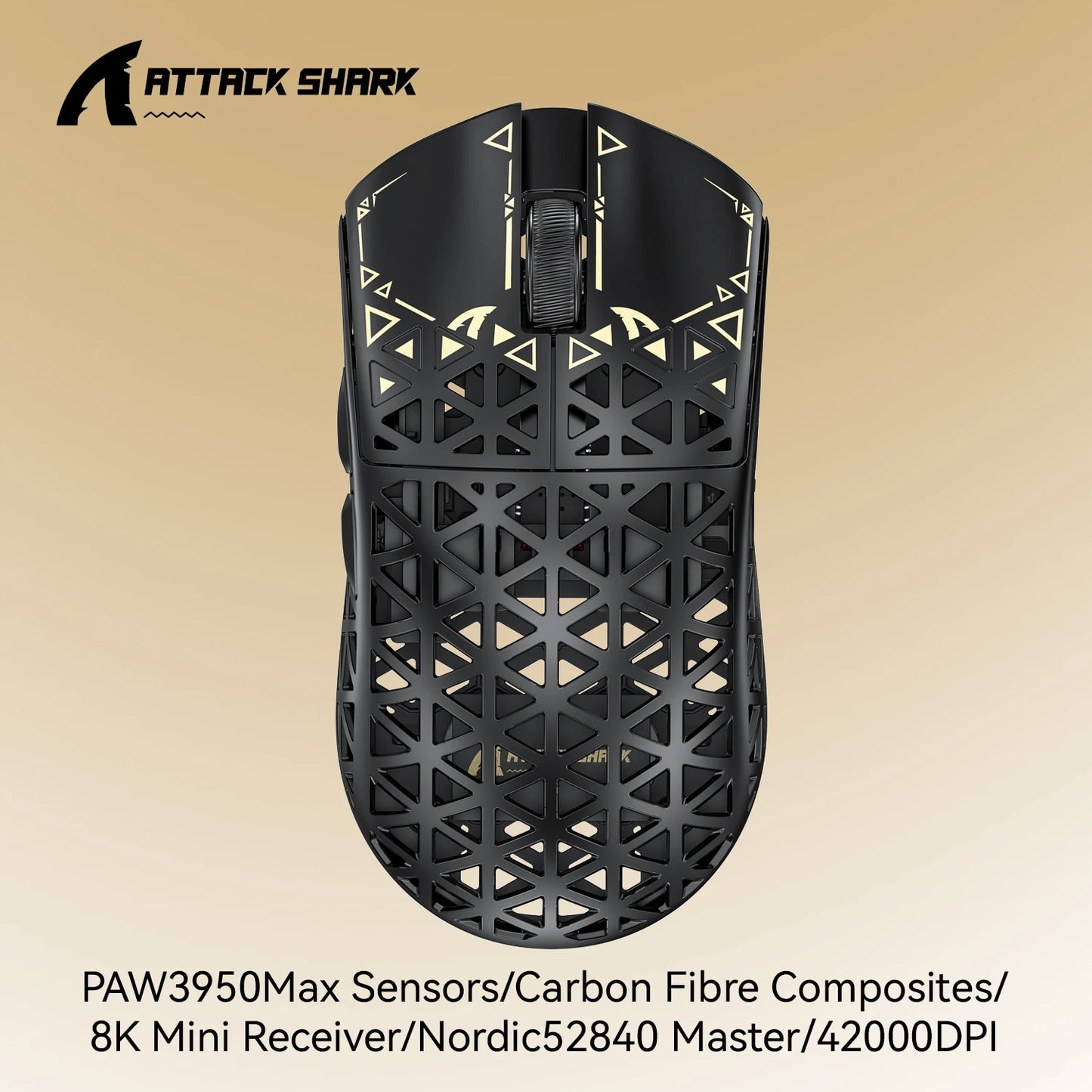 ATTACK SHARK R5 Tri-mode Ultra Wireless Gaming Mouse Carbon Fiber 8K, PAW3950MAX, 8000Hz Wireless Polling Rate, DPI up to 42000