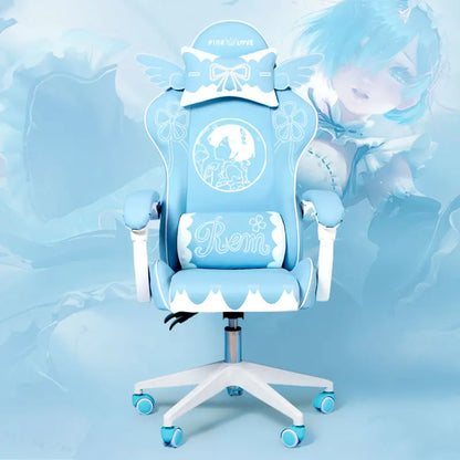 Pink Cartoon Electric Sound Girl Office Chair 360° Lift Rotating Home Computer Game Student Learning to Upgrade Latex Cushion