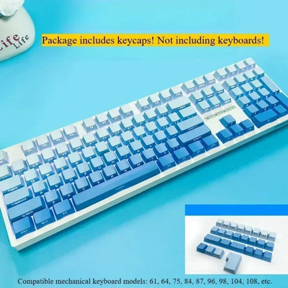 New 133 Keys Gradient Green Shine Through Keycaps Side Printed PBT Keycap Cherry Profile Double Shot for Mechanical Keyboards
