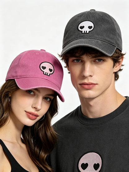 Retro Washed Distressed Baseball Cap Skull Embroidered Dad Hat Men Women Casual Adjustable Outdoor Sun Hat 260617