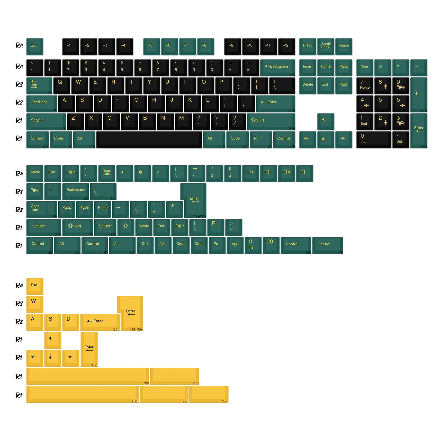 KBDiy GMK MarrsGreen Tastenkappen Retro PBT ISO Double-Shot Cherry-Profil Tastenkappen für MX-Switches Mechanische Gaming-Tastatur-Tastenkappen