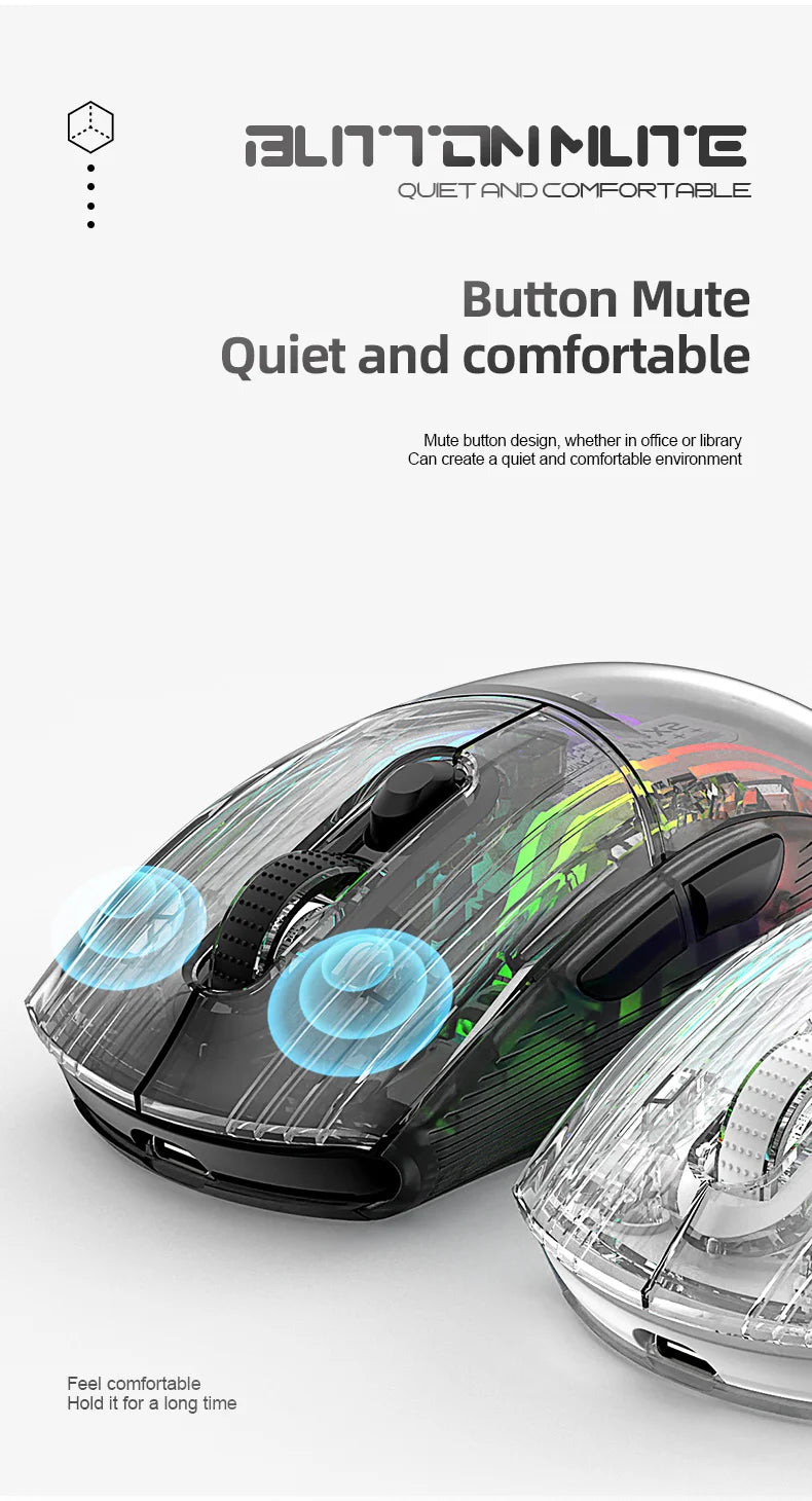 Attack Shark X2PRO Bluetooth Mouse, Tri-Mode, RGB Lights, Magnetic Charging, Transparent, Battery Indicator, Computer Phone