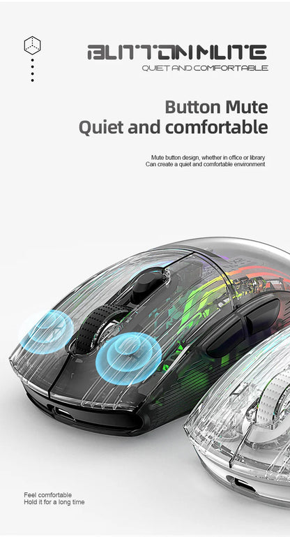 Attack Shark X2PRO Bluetooth Mouse, Tri-Mode, RGB Lights, Magnetic Charging, Transparent, Battery Indicator, Computer Phone