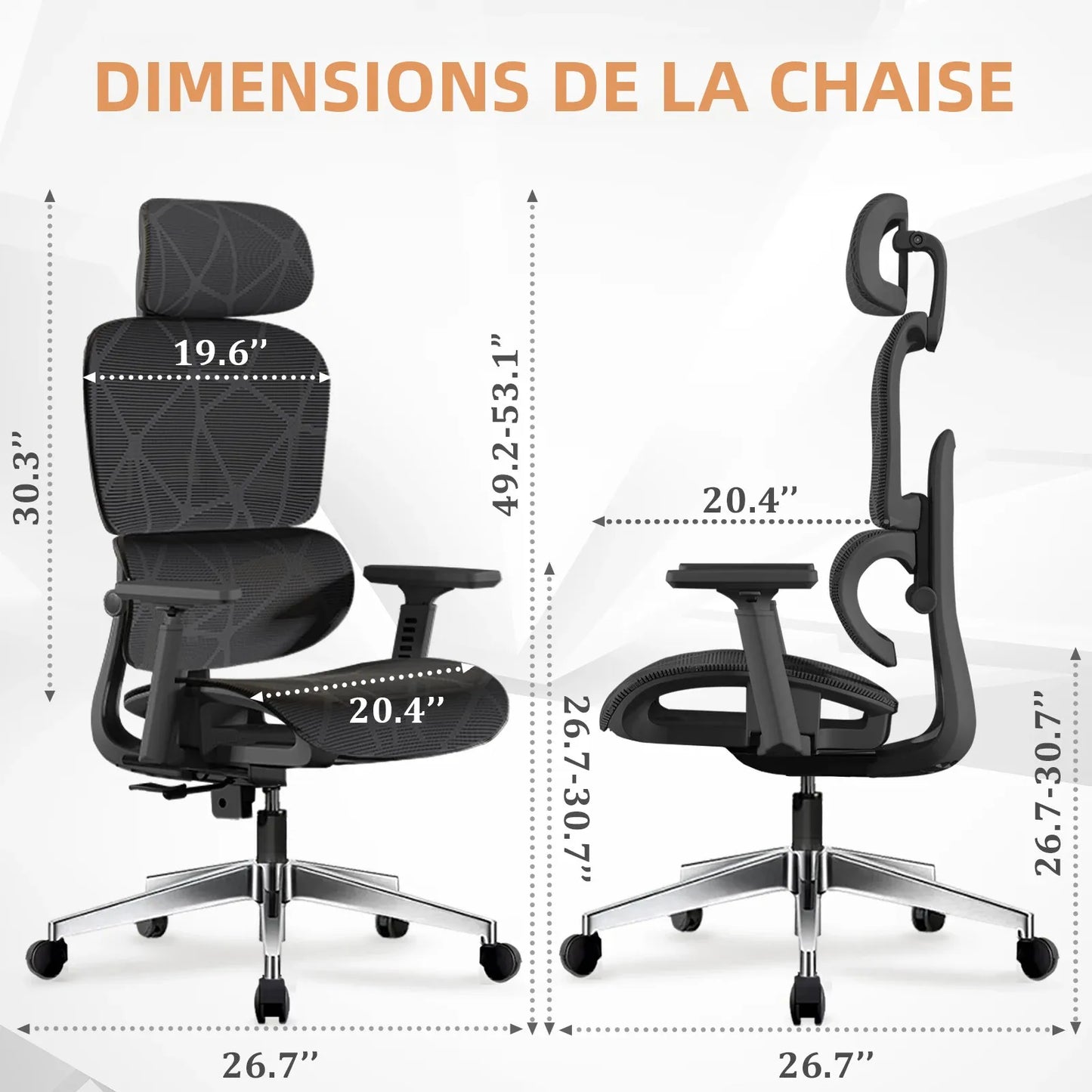 Ergonomic Office Chair Lumbar Support & Neck Pillow Soft Padded Armrests Breathable Mesh Multi-Position Height Adjustment Comfort