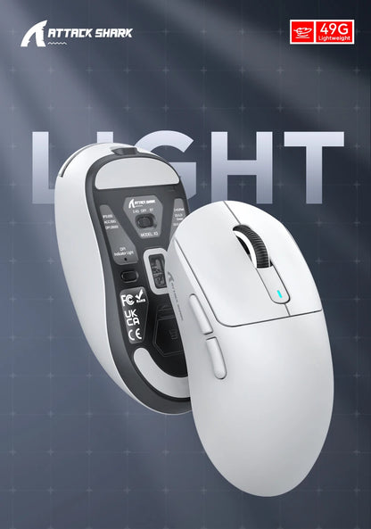 ATTACK SHARK X3 Three-mode Mouse 1K Hz, X3Pro Bluetooth Wireless Mouse 4K Hz Lightweight, PAW3395, 650IPS Mobile Speed