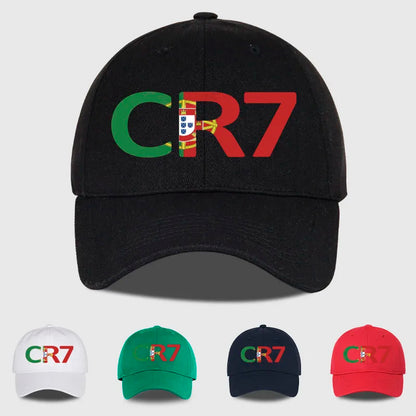 CR7 Portugal Print Black Baseball Cap Adjustable Unisex Football Player Casual Sun Hat