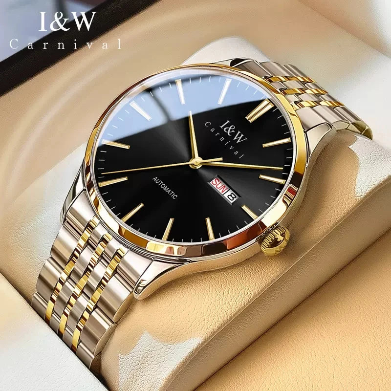 Carnival High-end Series I&W Brand Automatické mechanické hodinky Pánske vodotesné hodinky Oceľ 316L Safír Pánske hodinky na biznis