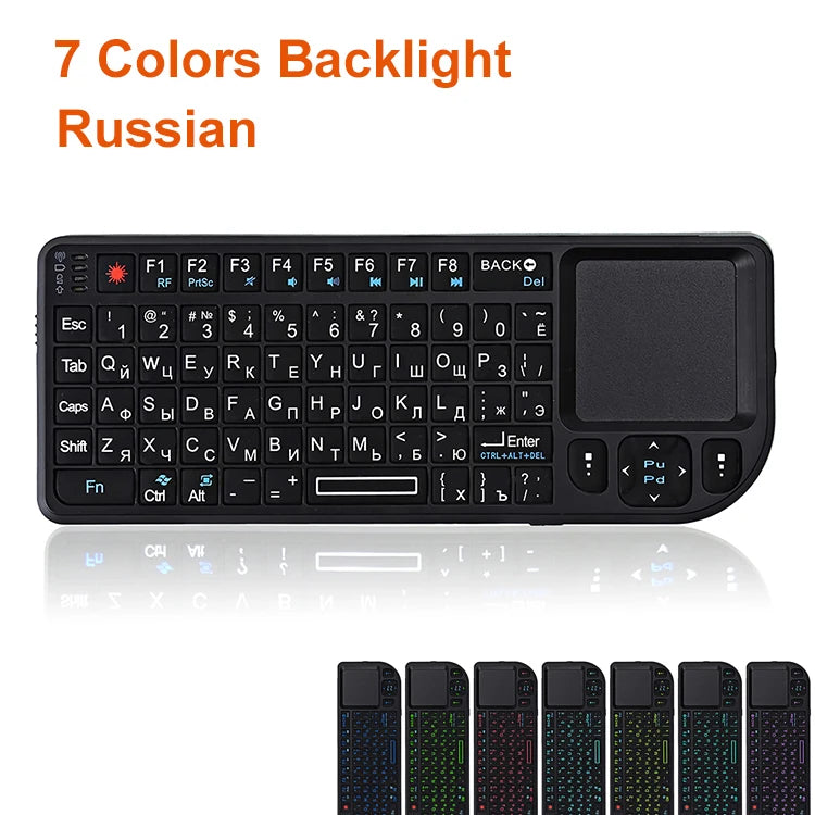 A8 Mini Wireless Keyboard 2.4G RF Backlit Touchpad Russian English Keyboard For MacBook iPad PC Tablet USB Rechargeable Air Mouse
