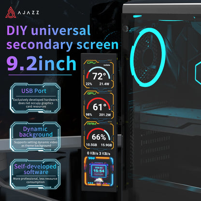 Ajazz AKP02 9,2-Zoll-DIY-Universal-Zweitbildschirm aus Aluminiumlegierung mit verschiedenen anpassbaren Designs, geeignet für Windows 7