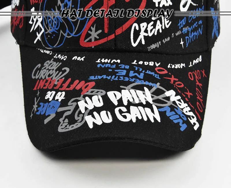 Trendy Unisex Graffiti Print Baseball Cap - Colorful Painted Visor Fashion Hat