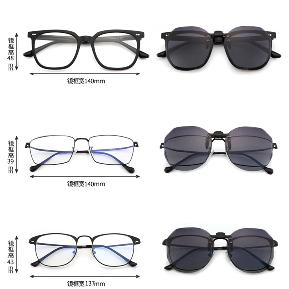 Women Sunglasses Clip-on Polarized Optical Glasses Clip Diamond Cut Mirror Eyeglasses Anti-UV Driving Sunglasses 2026 Trendy