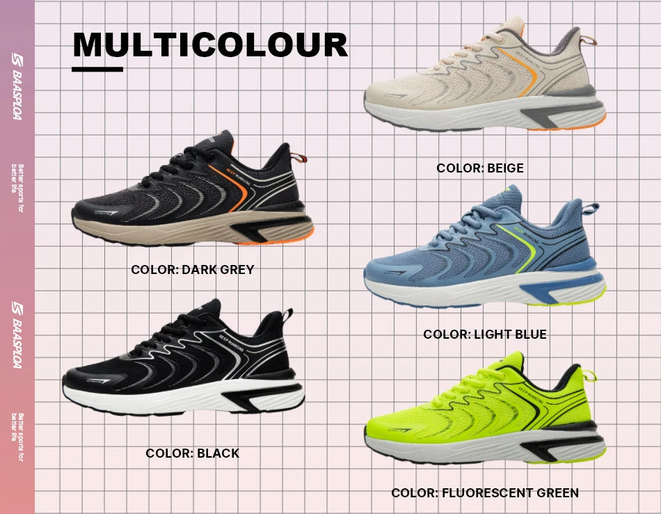 Chaussures de course pour homme Baasploa : baskets décontractées, légères, en mesh respirant, pour homme, d'extérieur, antidérapantes et résistantes à l'usure