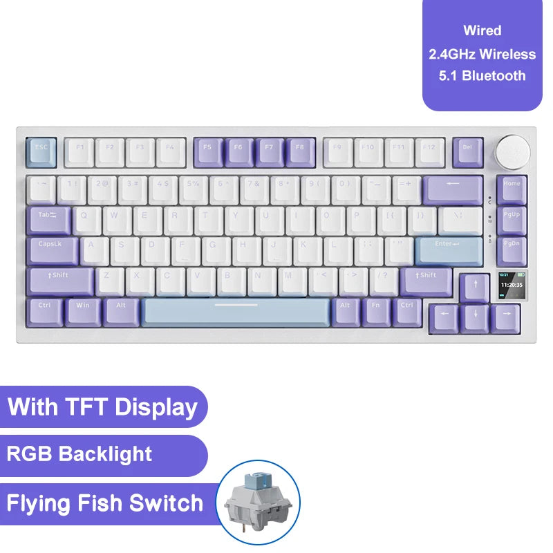 AJAZZ AK820 / AK820Pro Gaming Mechanical Keyboard 75% 82 Keys Wired Single Mode/Bluetooth Wireless Gamer Keyboard for Laptop PC