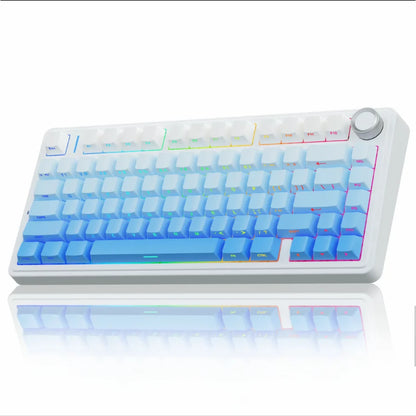 AULA F75 Gaming Mechanical Keyboard RGB 75% Layout Side-engraving Customized Gasket Mounted 80 key PBT Keycaps Wireless keyboard