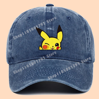 Pokemons Baseball Caps Pikachu Kawaii Anime Figures Sunshade Hats Summer Outdoor Parent Child Sunhat Trendy Duck Tongue Cap Gift