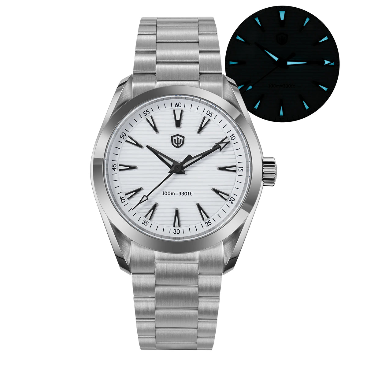Watchdives WD0006-ur, VH31-urværk med jævn sekundviser, buet safirglas, BGW9-lysende belægning, vandtæt til 10 bar, 38 mm, vintage-stil