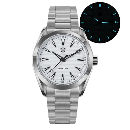 Watchdives WD0006-ur, VH31-urværk med jævn sekundviser, buet safirglas, BGW9-lysende belægning, vandtæt til 10 bar, 38 mm, vintage-stil