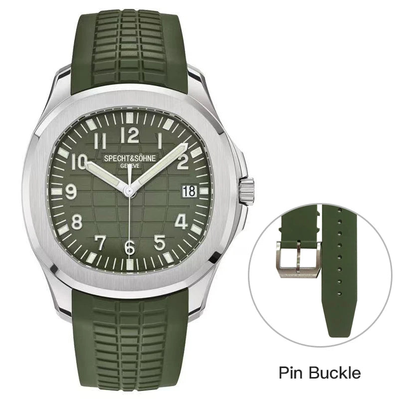 Specht&Sohne Brand Automatic Mechanical Watches Sports Wristwatches Green Sapphire Luminous 50M Waterproof  Relogio Masculino