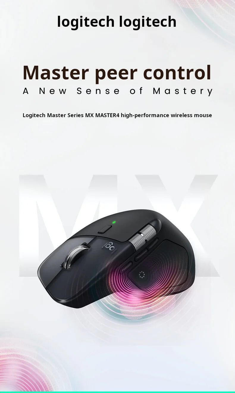 Logitech MX Master 4 Haptic Feedback Actions Ring MagSpeed 8000DPI Ergonomic Wireless Bluetooth Mouse 70-Day Battery