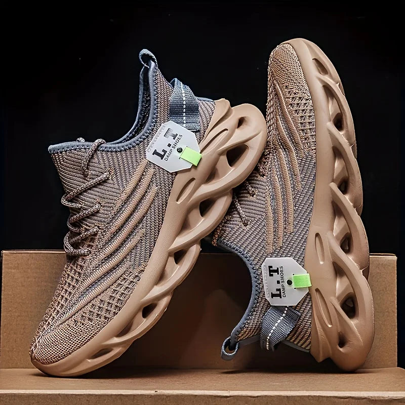 Men Sports Running Black Jogging Shoes Casual Sneakers Outdoor Breathable Mesh Women Light Shock-Absorption Black Tennis