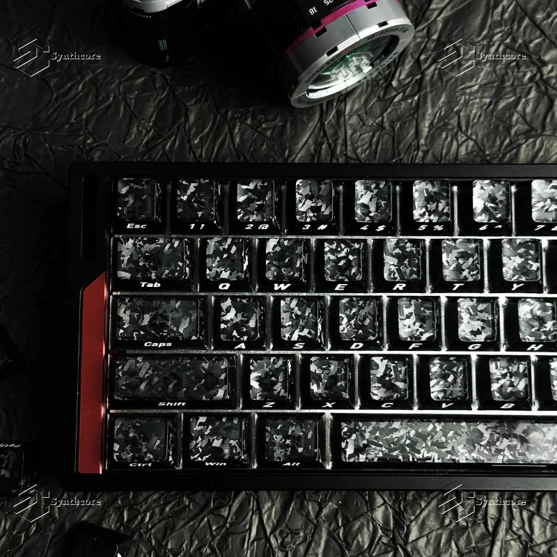 Black Carbon Fiber Translucent Cherry Keycap Kit PC 110 Key Suitable for 61/75/87/104/108 Magnetic Axis Keyboard Wooting