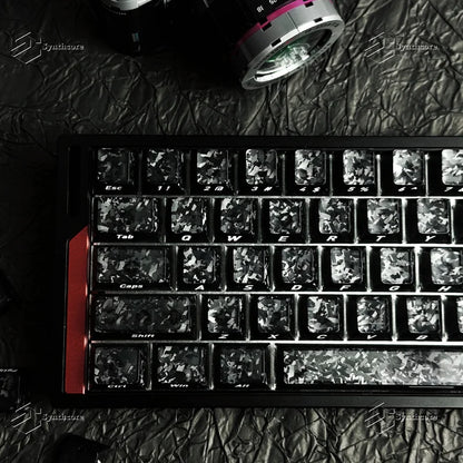Black Carbon Fiber Translucent Cherry Keycap Kit PC 110 Key Suitable for 61/75/87/104/108 Magnetic Axis Keyboard Wooting