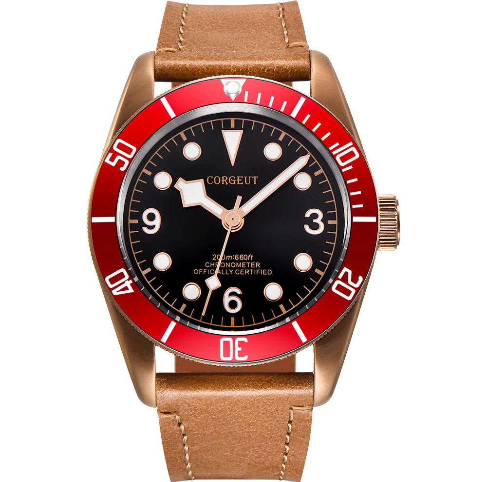 Luxusní pánské hodinky JapanCorgeut 41 mm, automatické, pouzdro z PVD, safírové sklo, vojenský styl, 10 BAR, hodinky Wim, luminiscenční, mechanické