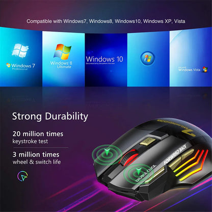 Wireless Bluetooth Mouse Rechargeable 7 Button RGB Gaming Mouse Gamer Ergonomic Mouse LED Backlit PC Silent Mice