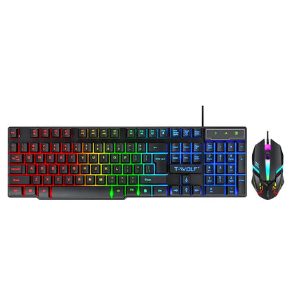 Spanish Keyboard with Spanish Layout Russian Arabic Keyboard Mouse Kit 100% Keyboard ISO Color Backlight Wired Gaming Office T20
