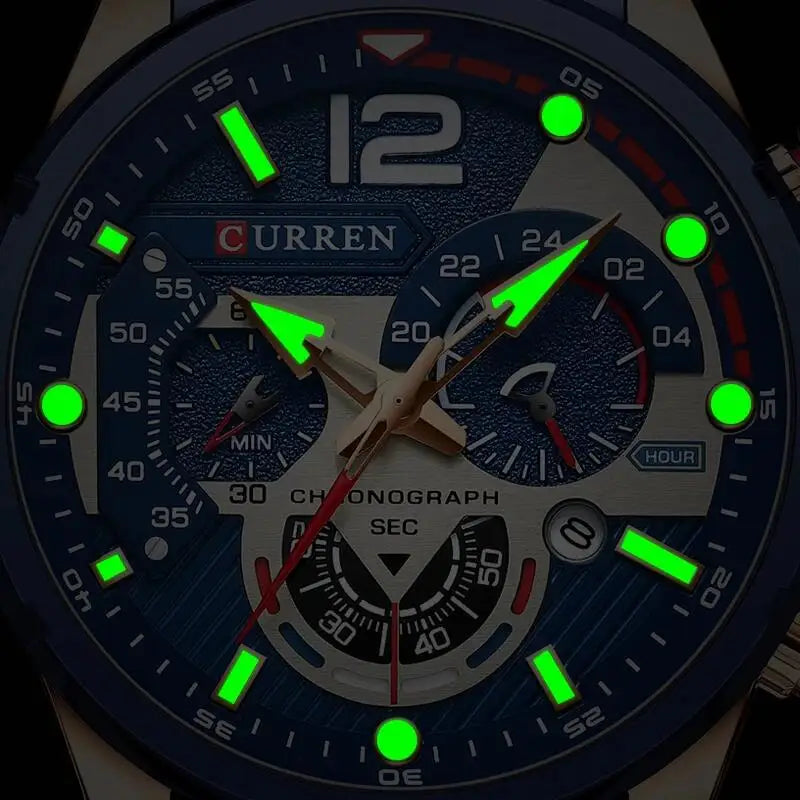 CURREN Men’s Luxury Quartz Chronograph Watch  Sport Design, Waterproof & Date Display