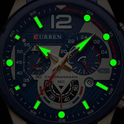 CURREN Men’s Luxury Quartz Chronograph Watch  Sport Design, Waterproof & Date Display