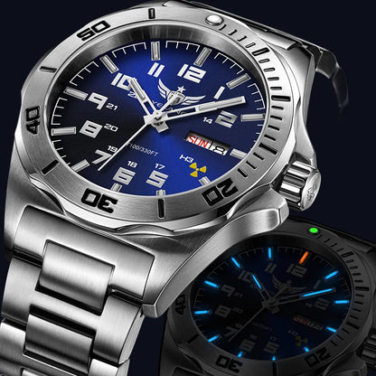 YELANG V1019 Men's Luminous Watch 44mm Mechanical Sapphire Miyota 8205 Automatic Movement 100m Waterproof Diver's Watch for Men