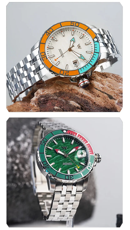 Zegarek WM – automatyczny zegarek mechaniczny NH35 z powłoką antyrefleksyjną, wodoodporny do 200, z szafirowym szkłem – Welly Merck Watch WM206