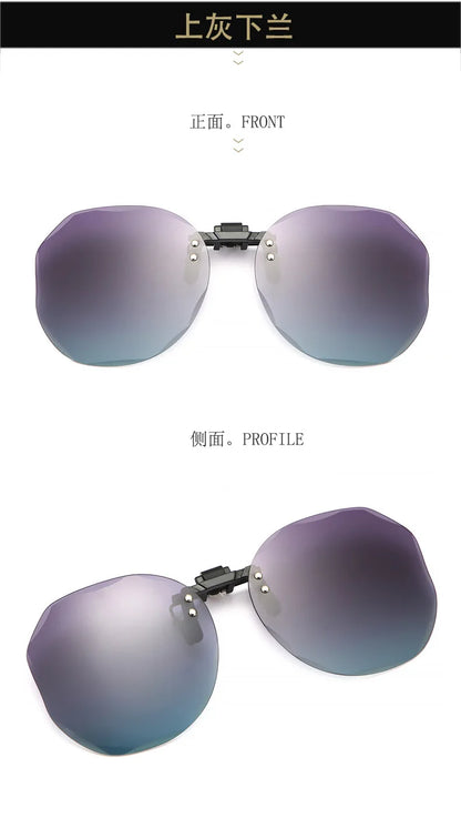 Women Sunglasses Clip-on Polarized Optical Glasses Clip Diamond Cut Mirror Eyeglasses Anti-UV Driving Sunglasses 2026 Trendy