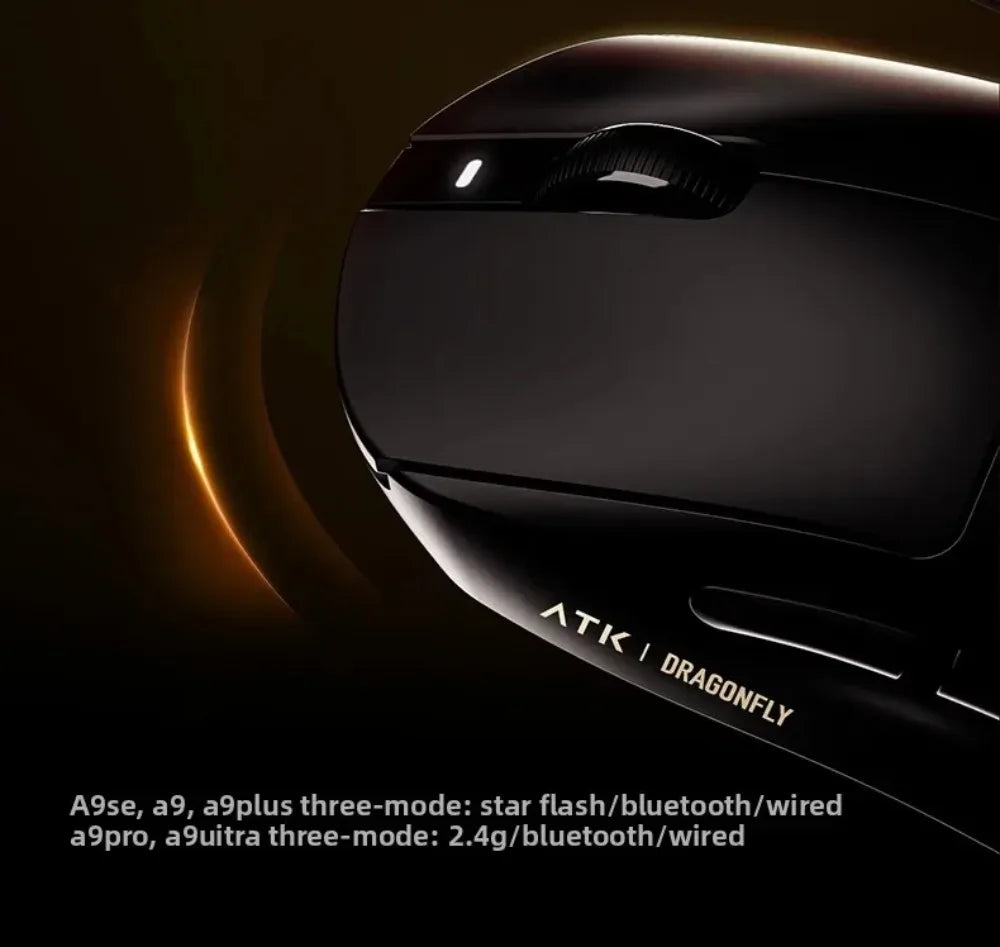 ATK Dragonfly A9 Wireless Bluetooth Mouse Gaming Ergonomic Design Fast Response PAW3950 Ultra 800mAh Lightweight 8KHz Esports