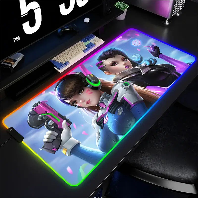 Mouse Pad Gamer Keyboard Pad Overwatch Sombra Desk Mouse Mat LED Carpet Rubber Gaming RGB Notebook Kawaii Mousepad
